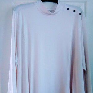 Susan Graver Liquid Knit Ivory Mockneck Fit & Flare Top- 5XP- NWT